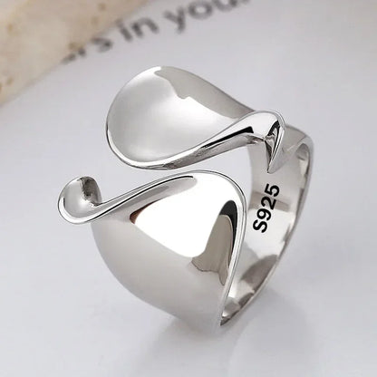 925 Sterling Silver Vintage Matte Frosted Lace Irregular Finger Rings