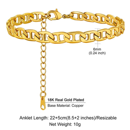 U7 Ankle Cuban Link Snake Figaro Bracelets