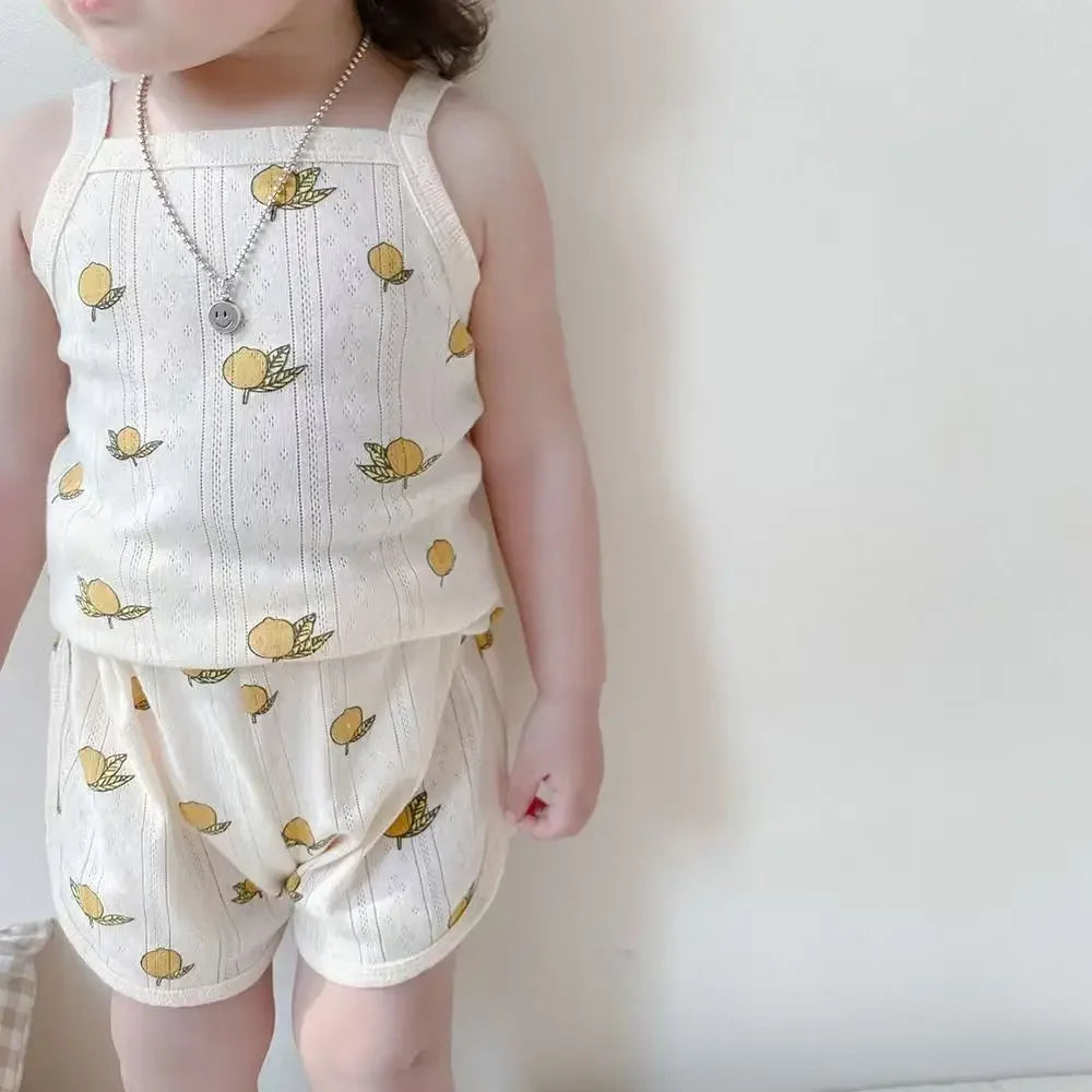 Girls Summer New Baby Sleeveless Cotton Set