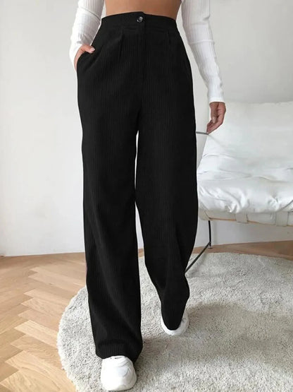 High Waist Straight Leg Trousers