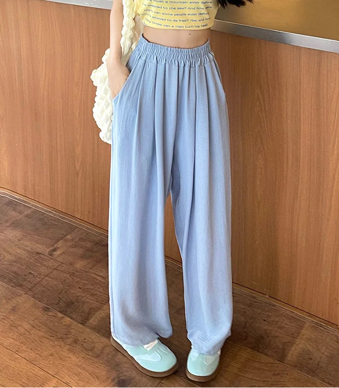 Colorful Ice Silk Baggy Straight Leg Pants
