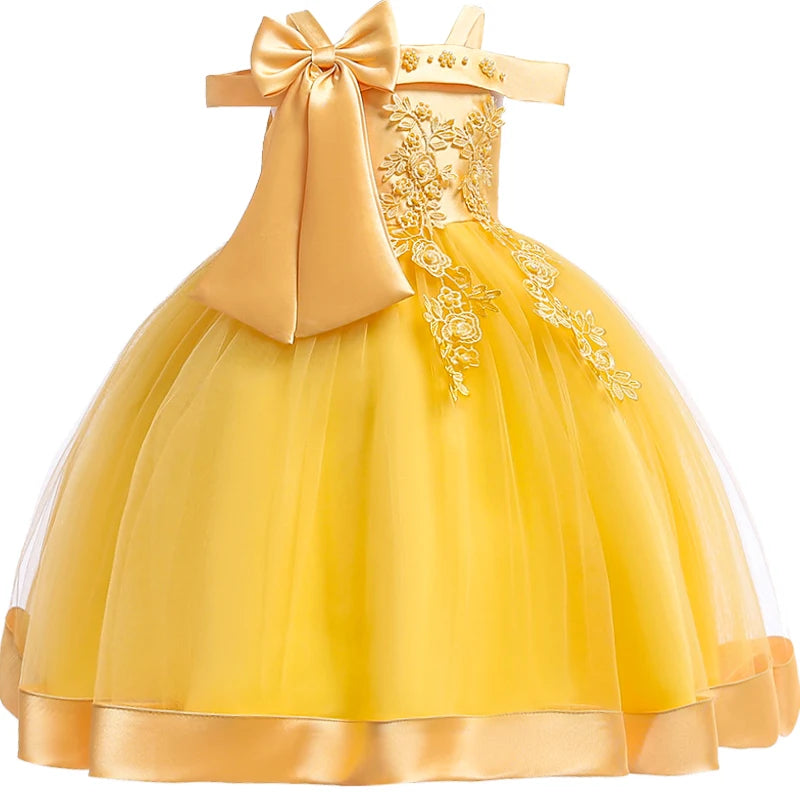 3-10 Years Flower Elegant Wedding Dress