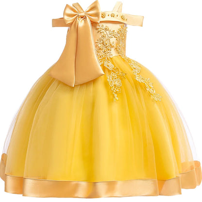 3-10 Years Flower Elegant Wedding Dress