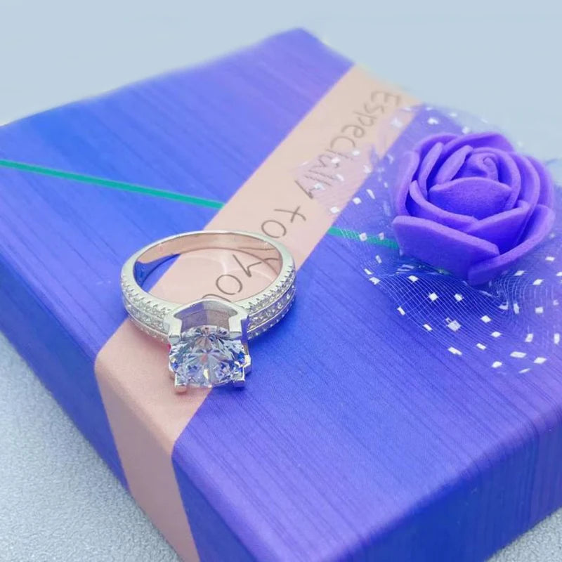 خاتم مويسانيت حقيقي 2 قيراط 8 مم