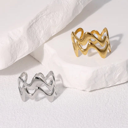 DANA Stainless Steel Irregular Wave Rings