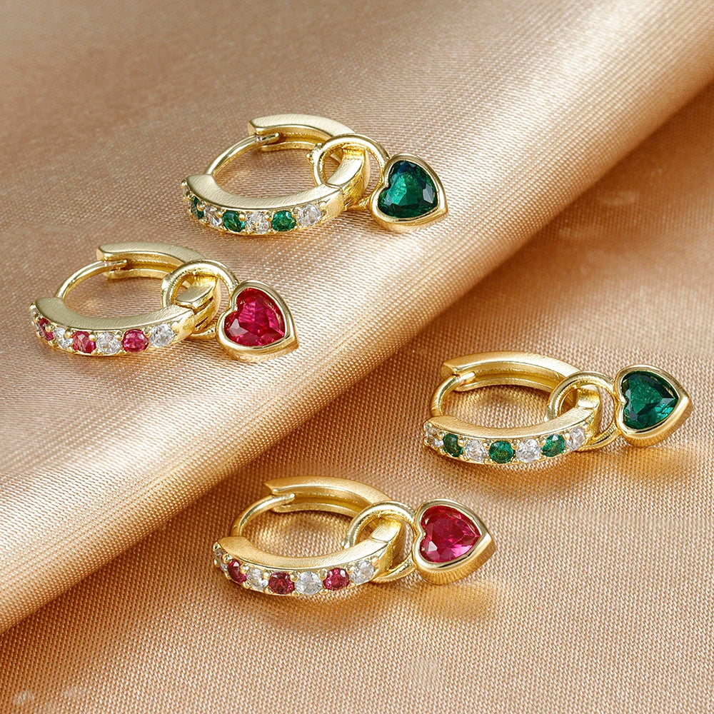 Heart Crystal Zirconia Drop Earrings