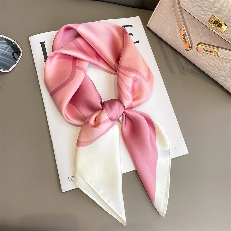 Luxury Silk Square Plaid Satin Scarf