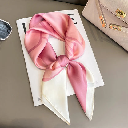 Luxury Silk Square Plaid Satin Scarf