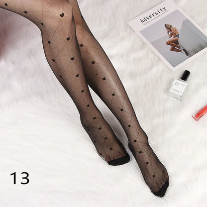 Sexy love Dot Silk Thin Faux Tattoo  Socks