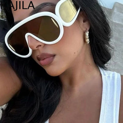 Oversized Wave Mask Luxury Steampunk Sunglasses