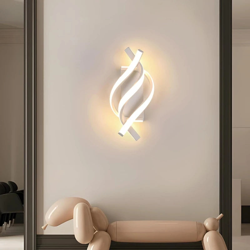 Curved Spiral Design LED Wall Lamp for Bedroom Bedside Corridor