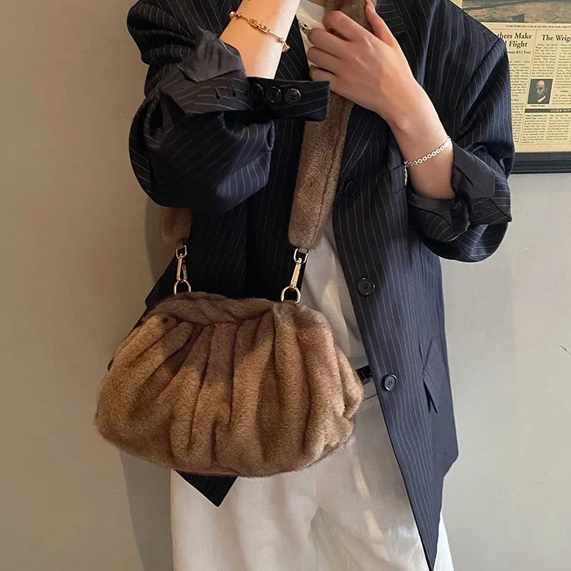 Soft Faux Fur Small Shoulder Bags