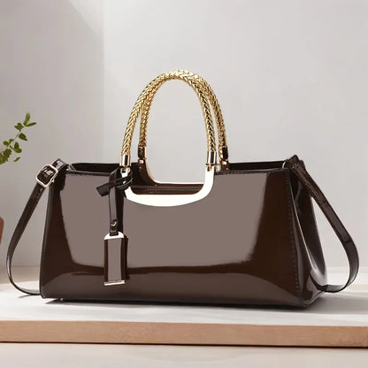Glossy PU Leather Shoulder Handbag