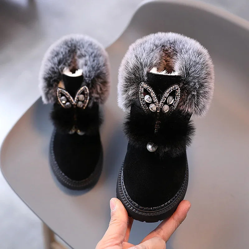 Winter Princess Snow Leather Soft Bottom Kids Boots