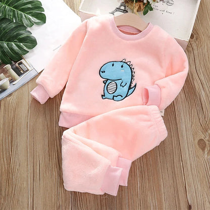 Bear Leader Coral Fleece Pajama Winter Plus Velvet Thick Flannel Sleepwear Set