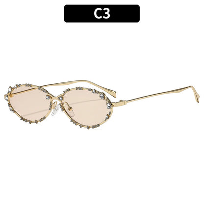 Diamond Luxury oval Rhinestone Sun Glasses