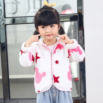 Autumn and Winter Hooded Cute Toddler 1-5 Years Flannel Jacket