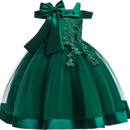 3-10 Years Flower Elegant Wedding Dress