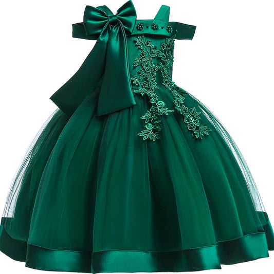 3-10 Years Flower Elegant Wedding Dress
