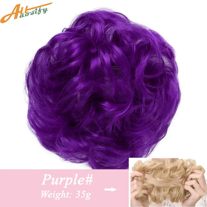 Natural Curly Messy Bun Hair Wigs