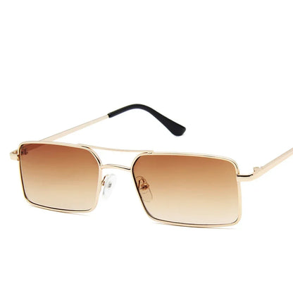 Square Alloy Metal Small Frame Double Bridge Sunglasses