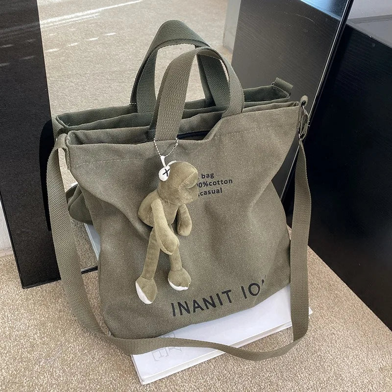 Japanese canvas washed thickened handbags large-capacity bags