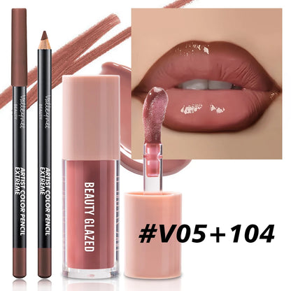 2pcs/Set Velvet Texture Lip Makeup Matte Effect Lip Makeup