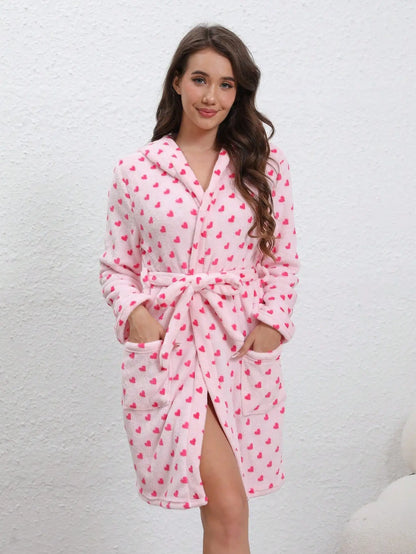 Long bathrobes thickened European and American printed loose