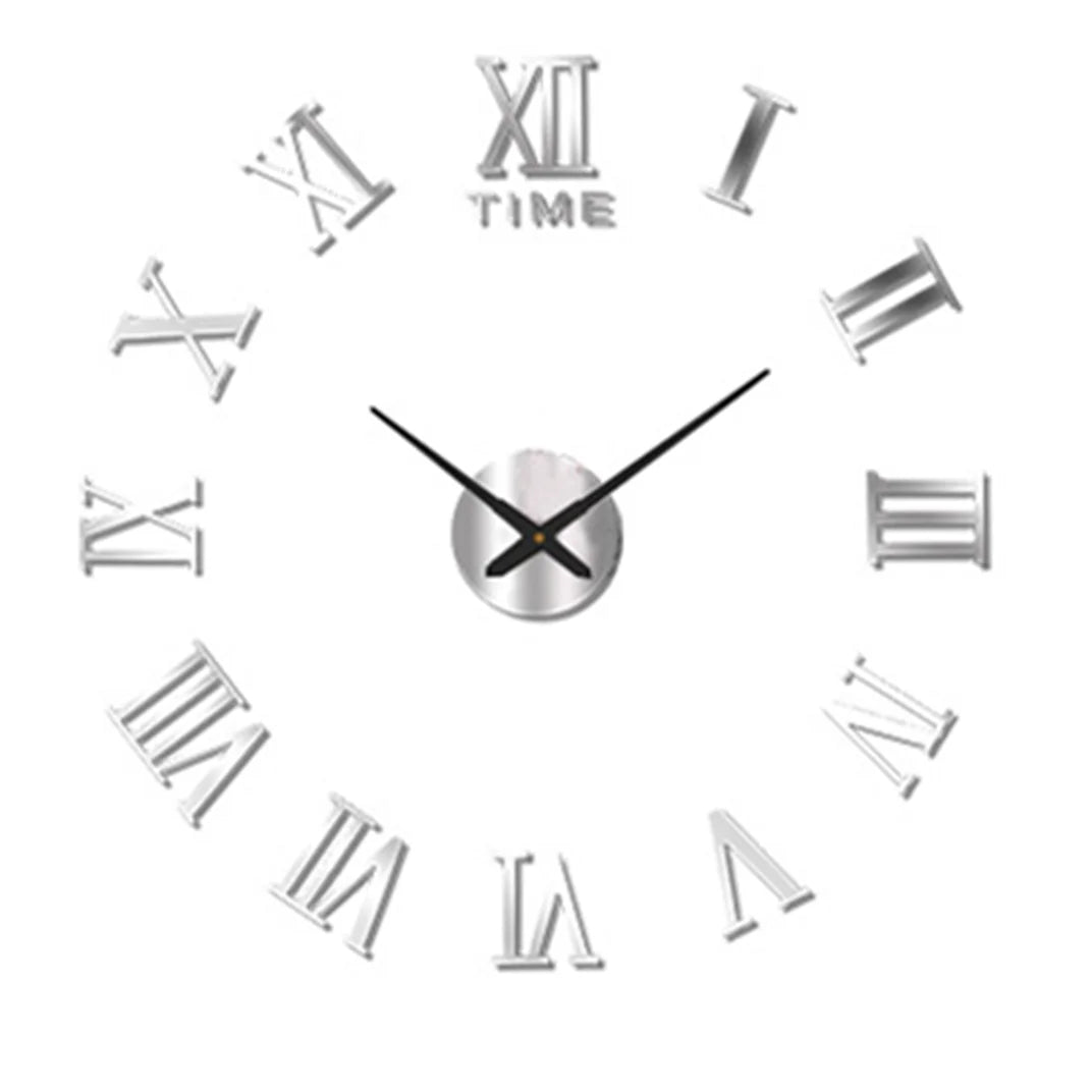 Large Wall Clock 3D DIY Quartz Acrylic Mirror Stickers Clocks