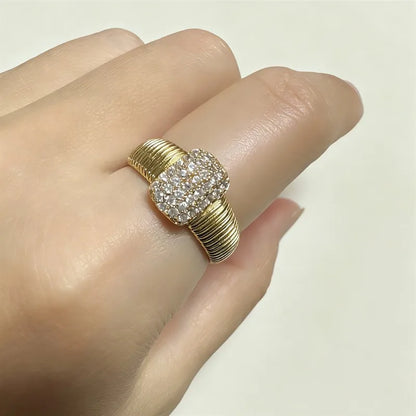Huitan Bright Cubic Zirconia Gold Bridal Rings