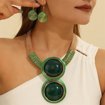 African Colorful Geometry Necklace Jewelry Set