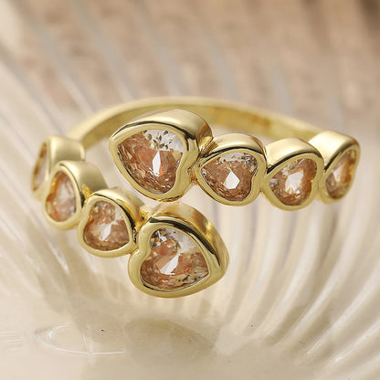 Gold Geometric Copper AAA+ Cubic Zirconia Ring