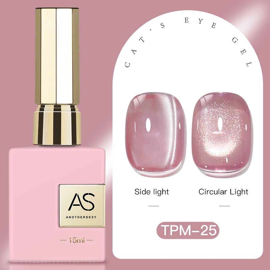 15ml Peachy Whimsy Pink Cat Eye Gel Nail Polish Glitter