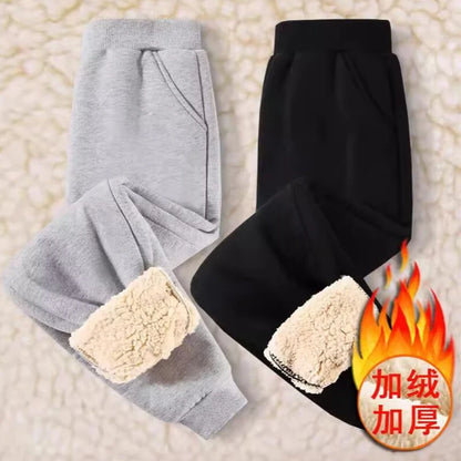1pcs Autumn Winter Thermal Solid Teenager Fleece-Lined Casual Sports Pants