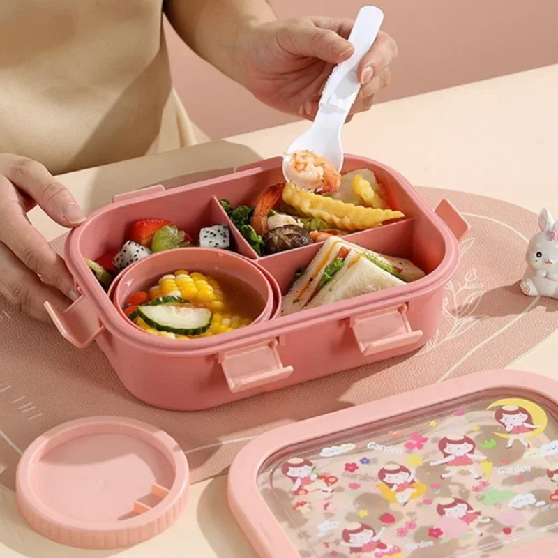 1000/1350ml Cartoon Lunch Box with Soup Bowl Bento Box
