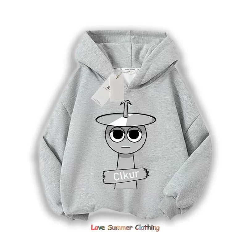 Sprunki Thick Anime Cartoon Sweatshirt Autumn Winter Hip Hop Hooded