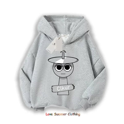 Sprunki Thick Anime Cartoon Sweatshirt Autumn Winter Hip Hop Hooded