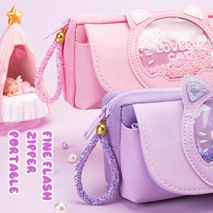 Kawaii Quicksand Pencil Case Large Capacity Pen Box