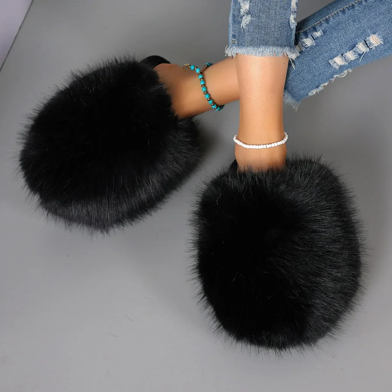 Fur Fluffy Cute Luxury Anti Slip Slippers
