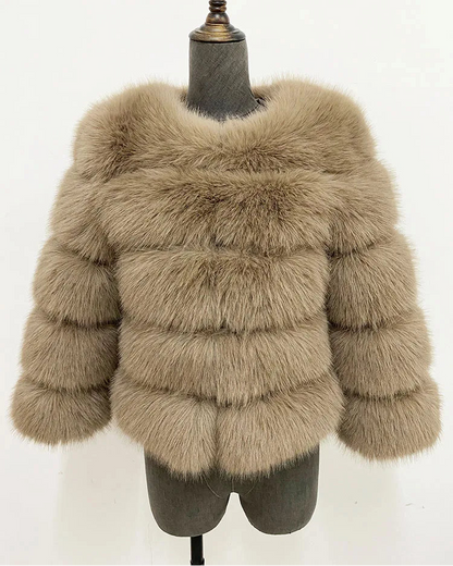 Chaqueta de piel sintética esponjosa de visón