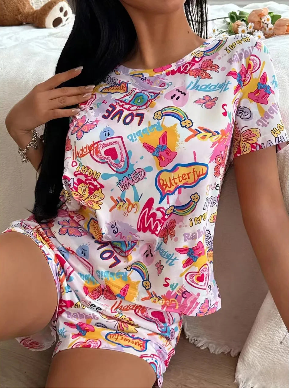 Loose and Comfortable Tank Top and Shorts Pajama Set