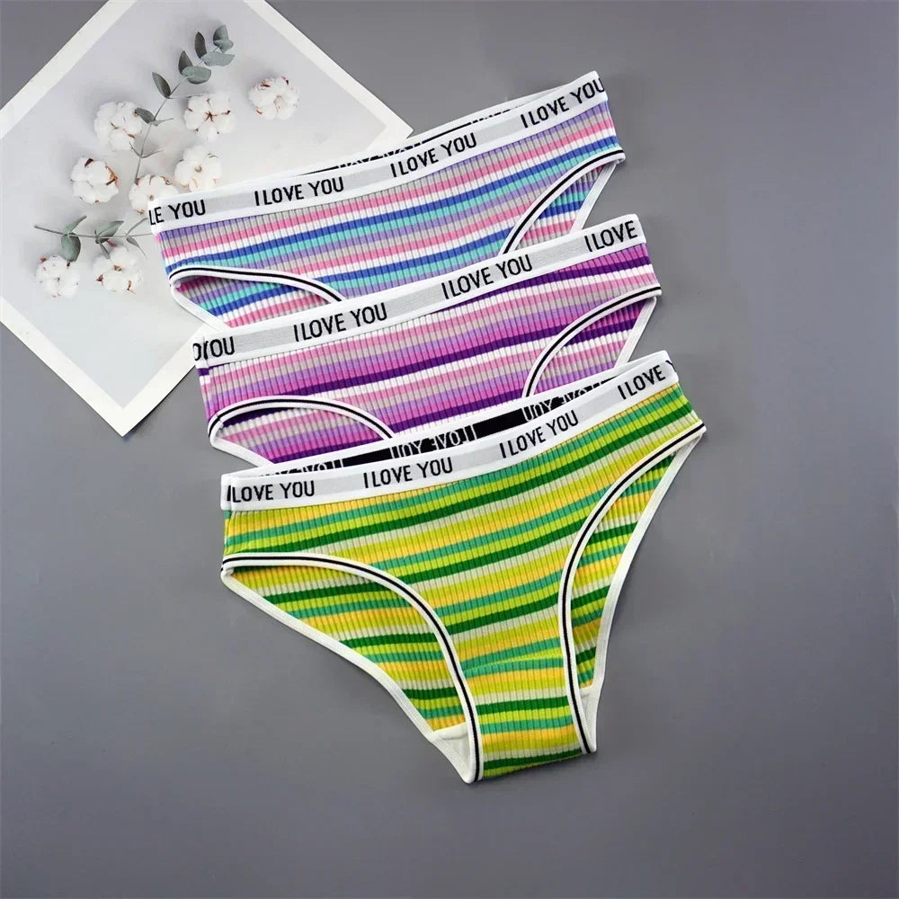 3PCS/Set Letter Printed Cotton Underwear Breathable Comfort Sexy Lingerie