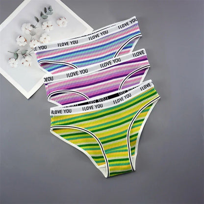 3PCS/Set Letter Printed Cotton Underwear Breathable Comfort Sexy Lingerie