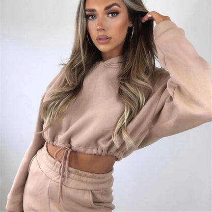 Winter Tracksuit Oversized Hoodie Sweatpants Sportswear Set