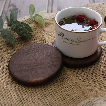 1PCS Solid Walnut Wood Coaster Round Beech Cup Mat