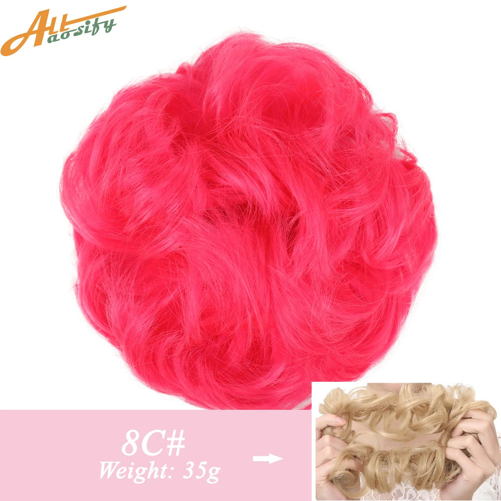 Natural Curly Messy Bun Hair Wigs