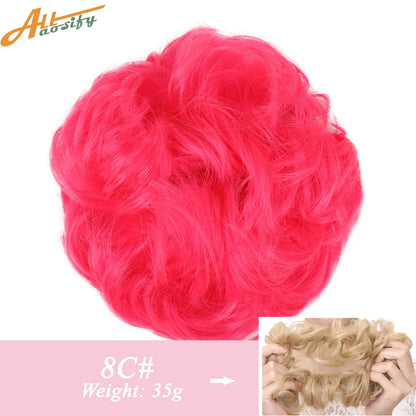 Natural Curly Messy Bun Hair Wigs