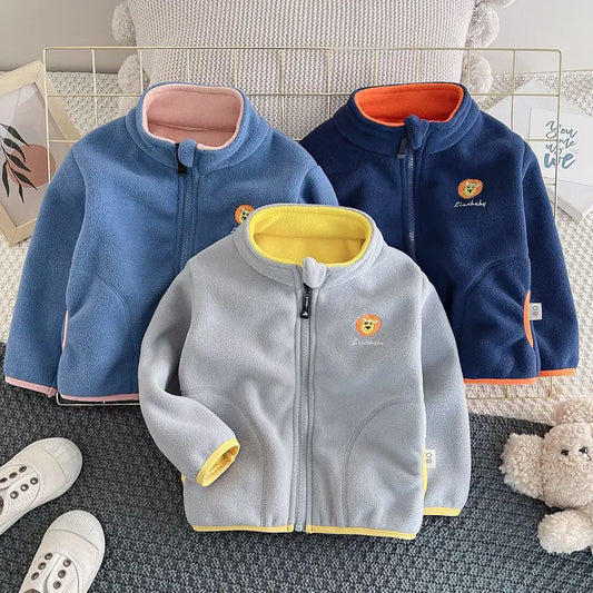 Polar Fleece Cardigan Winter Warm Hooded Coats Toddler Jackets