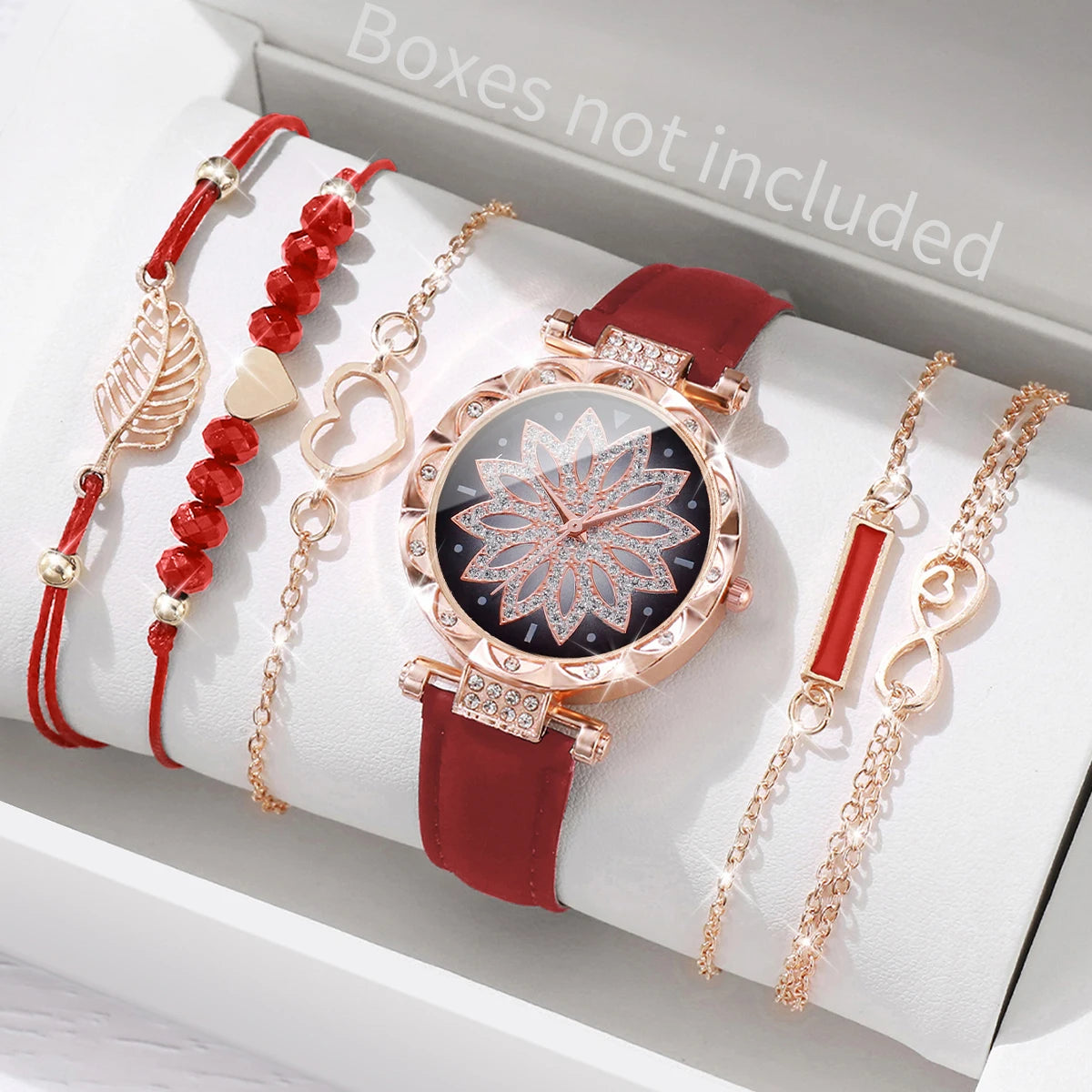 6PCS/Set Heart Dial Watch Set