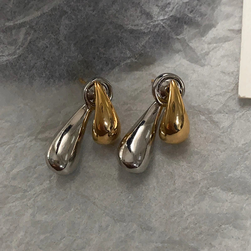 Stainless Steel Metal Splice Stud Earrings